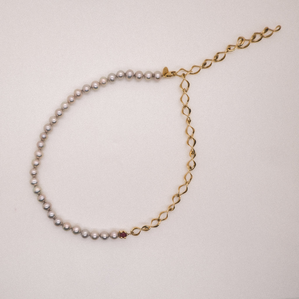 14K Nucleus Chain Pearl Necklace