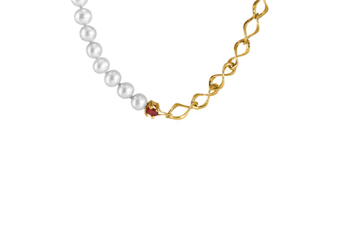 X NUCLEUS CHAIN PEARL NECKLACE