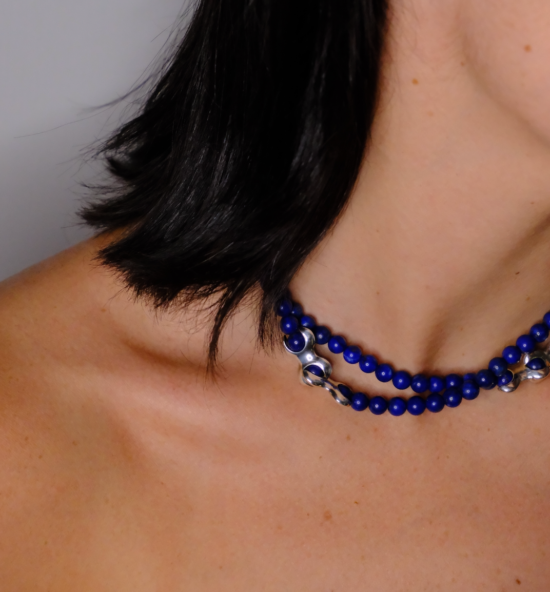 DOUBLE X LAPIS LAZULI NECKLACE